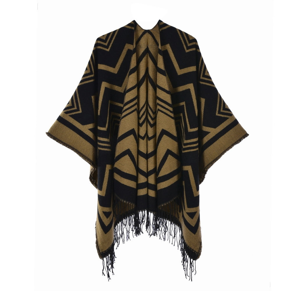 Sciarpa/stola da donna con nappe, alla moda, calda, spessa e divisa.