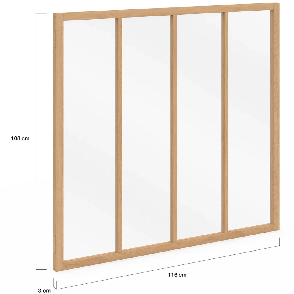 IDMarket - Legno e vetro temperato Tetto in vetro da studio a 4 lastre L. 116 x H. 108 cm