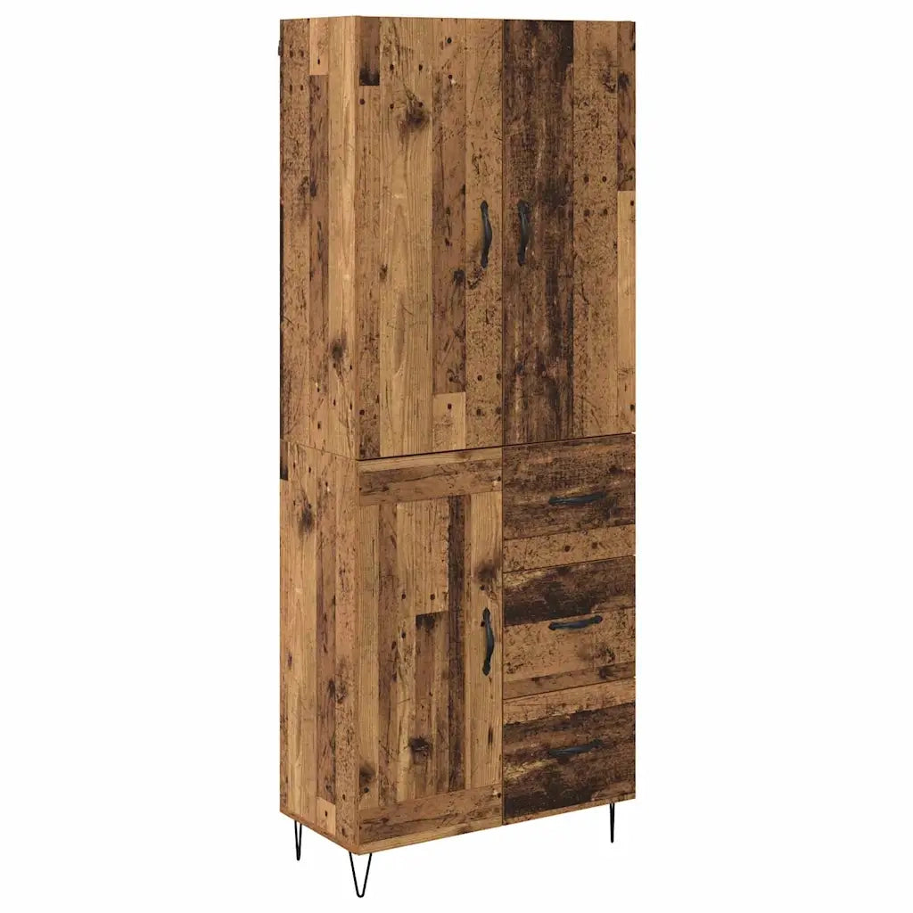 Credenza 2 pz-Set di 2 Buffet-Armadio da cucina Legno vecchio Legno ingegnerizzato e vetro 770523