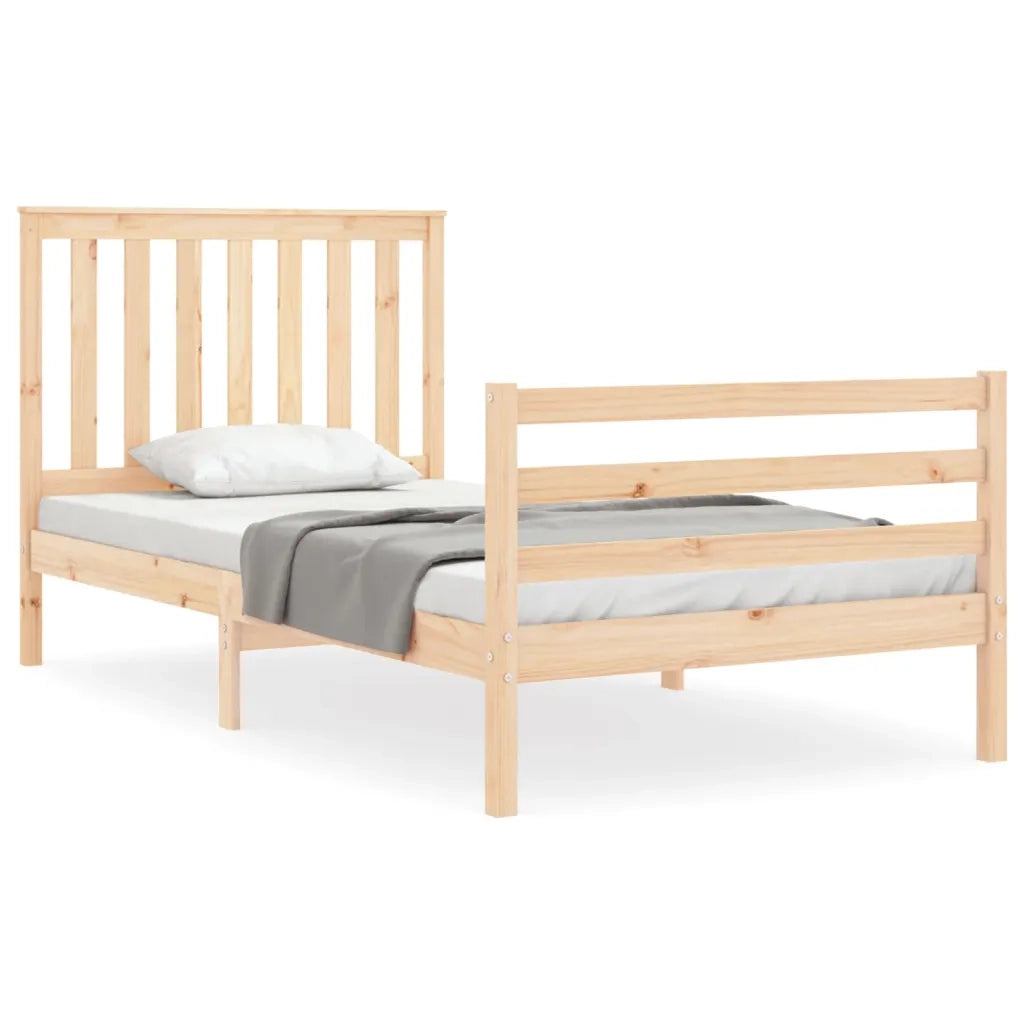 Giroletto con Testiera-Struttura Letto con testiera 100x200 cm in Legno Massello 609005