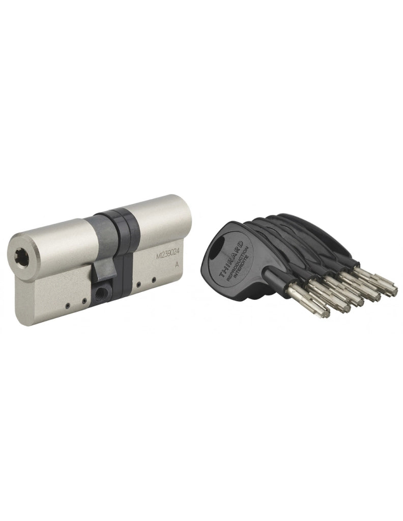 Cilindro europeo Cobra 2+ 33 x 43 mm, nichelato, anti-effrazione, anti-scasso, anti-perforazione, 5 chiavi – THIRARD