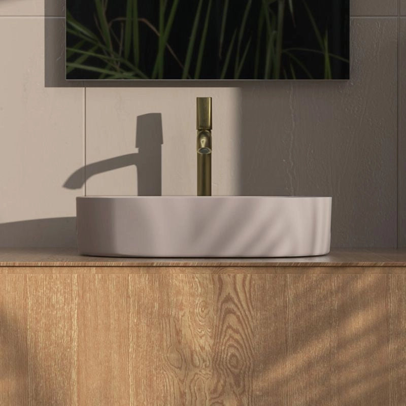 Lavabo Da Appoggio Rea Nadia 60 Beige Matt