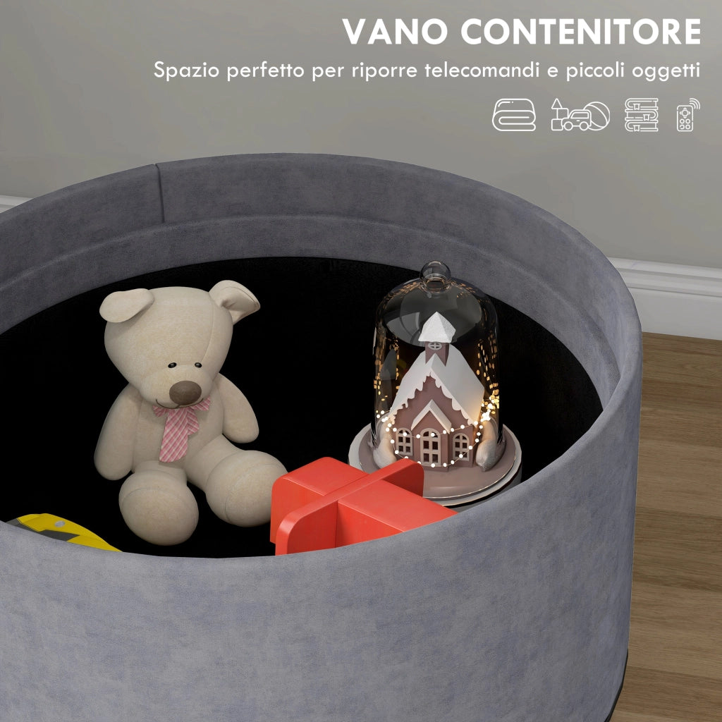 Pouf Contenitore Tessuto Sherpa ¨C Zephmum ¨C Grigio 56x56x42 cm