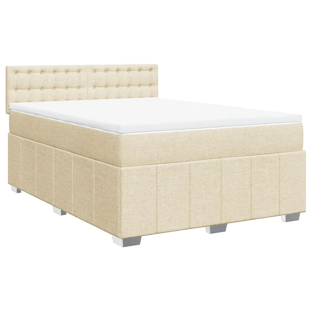 Giroletto a Molle con Materasso Crema 140x19 cm in Tessuto