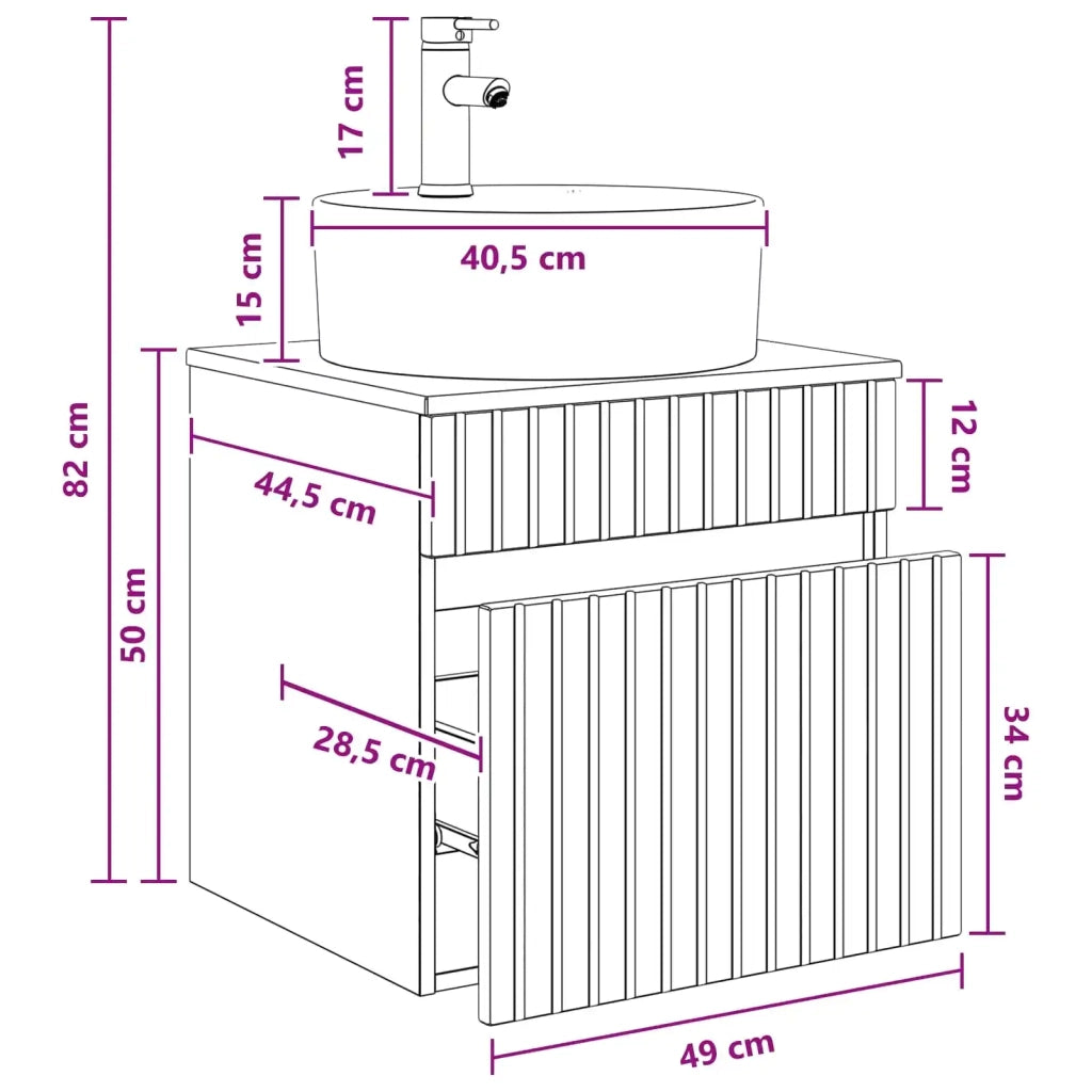 Mobile lavabo da parete Bianco Lucido 49 x 44,5 x 65 cm 890596