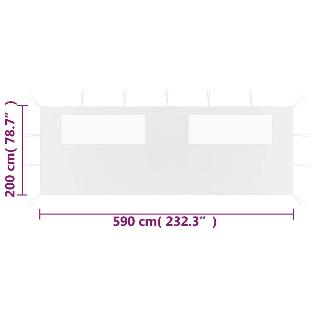Parete con Finestre per Gazebo 6x2 m Bianca 3070416