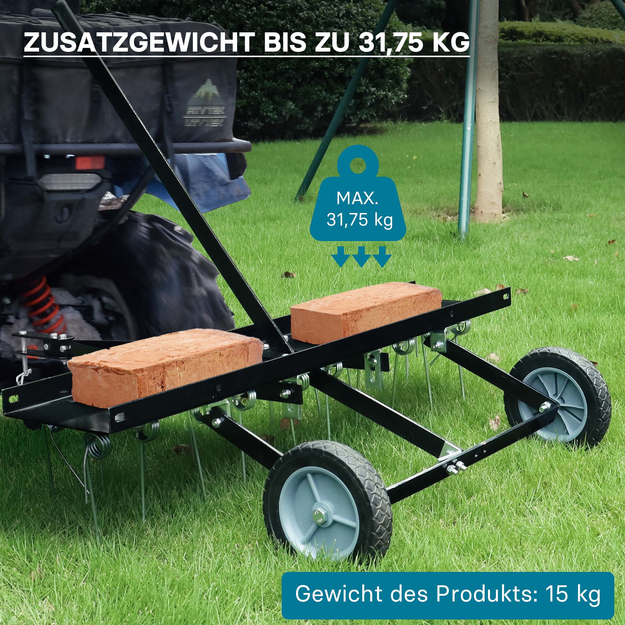 Scarificatore a molle per trattorini, larghezza di lavoro 100 cm, per arieggiatura prato