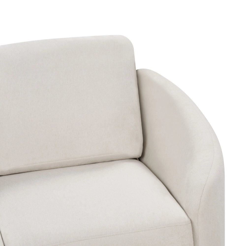 Divano 2 posti in tessuto beige chiaro con piedi dorati curve morbide stile glamour elegante soggiorno