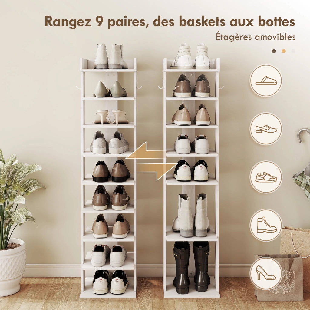 Etagere per scarpe 9 livelli ¨C zephmum ¨C bianco 30x30x128,4cm
