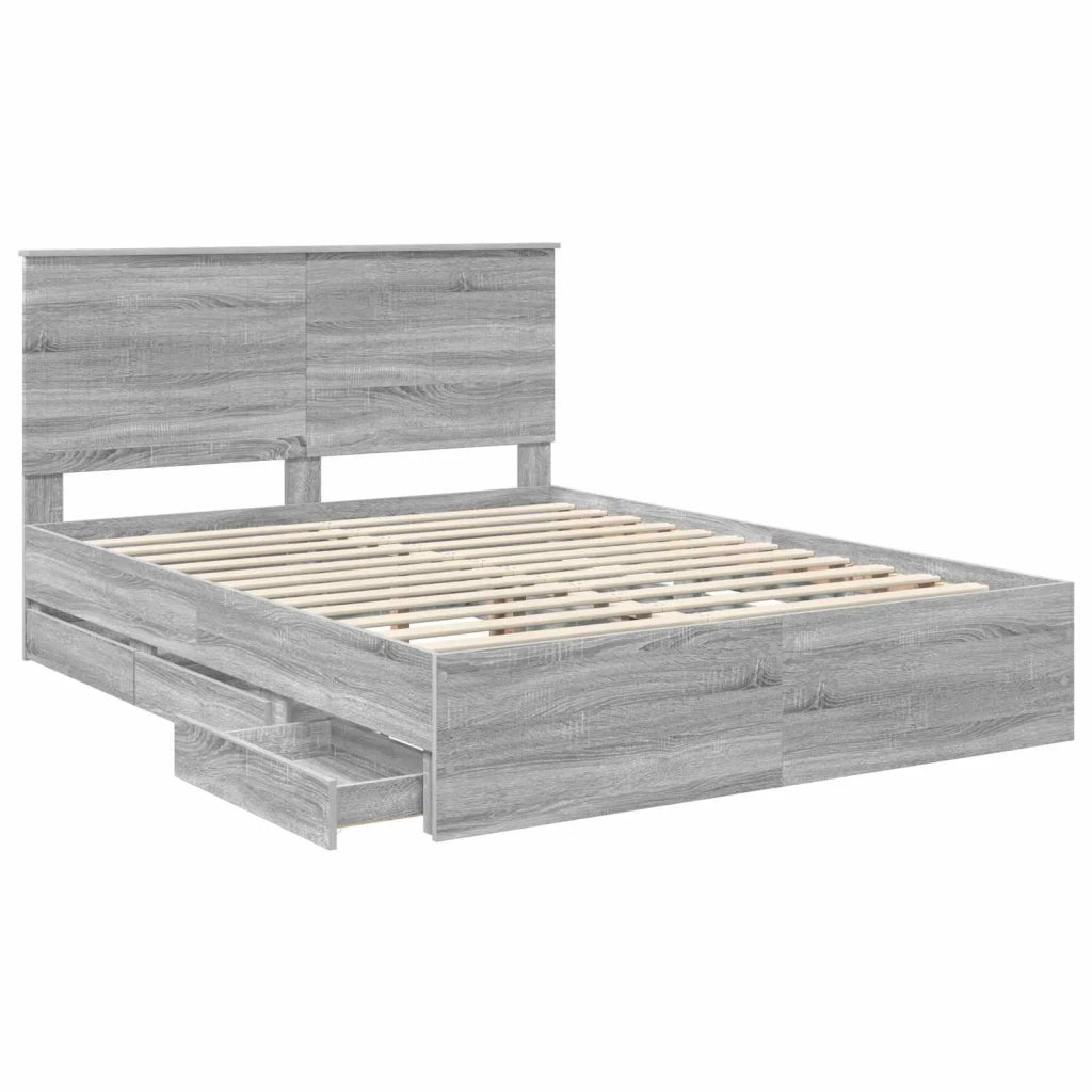Struttura del letto con cassetto Grigio Sonoma 150 x 200 cm