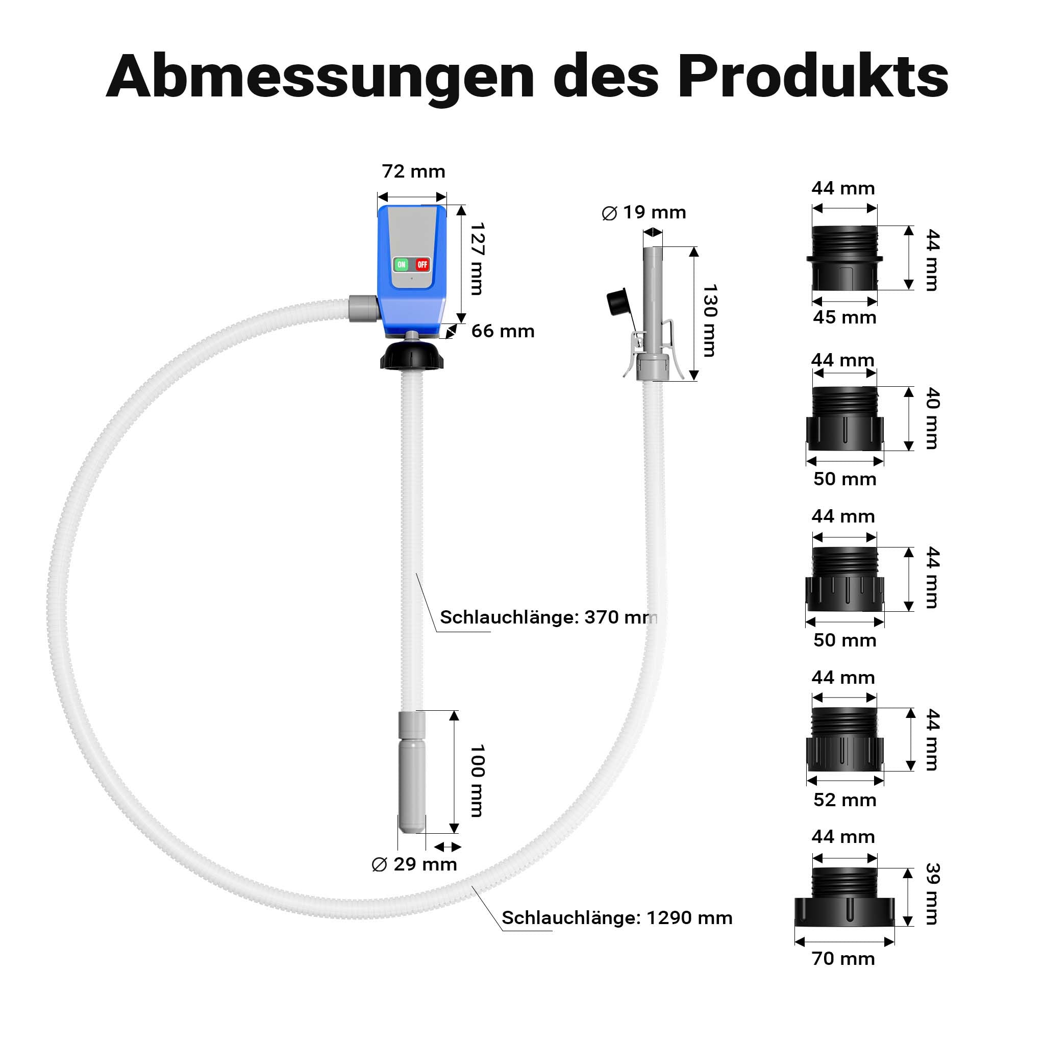 Pompa travaso benzina, olio, gasolio, liquidi, acqua, 12 l/min, pompa autoadescante funzionamento con cavo 12 V o a batteria, display LED