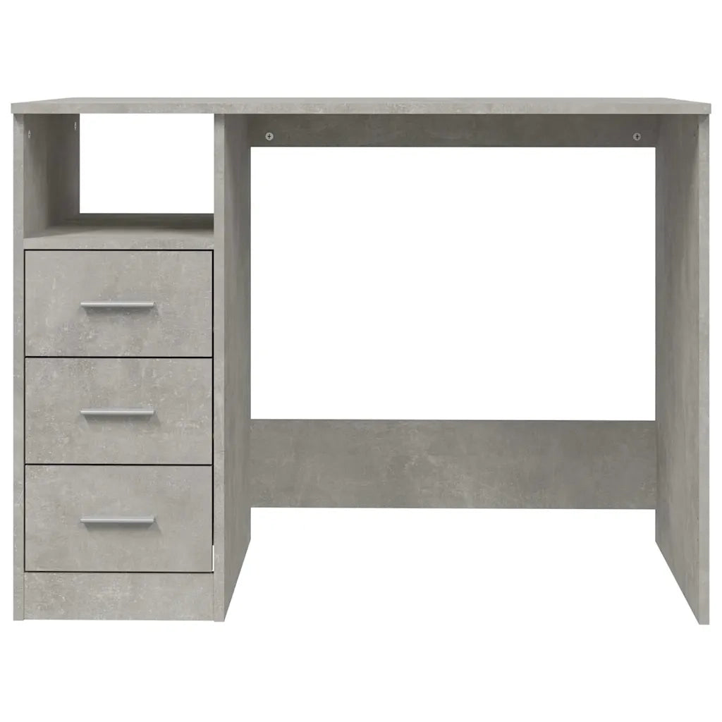 Scrivania | Tavolo da Ufficio Cassetti Grigio Cemento 102x50x76cm Legno Multistrato