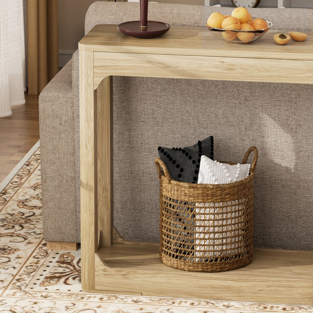 Consolle con 2 ripiani aperti; montaggio semplice - per ingresso - in MDF - naturale - 140 cm