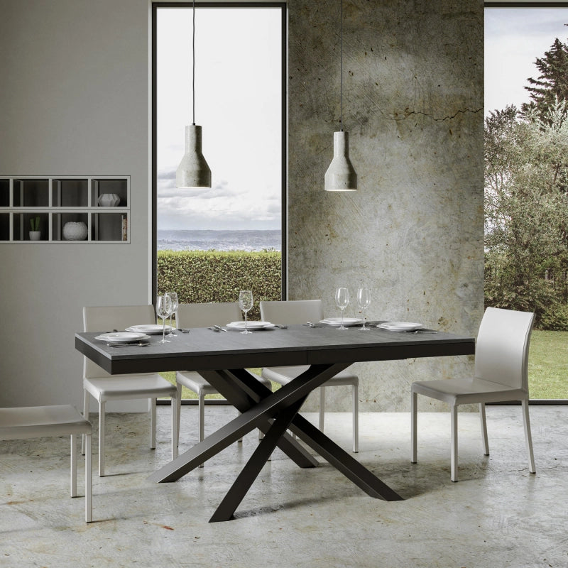 Tavolo allungabile 90x180/284 cm Volantis Evolution telaio Antracite - Cemento