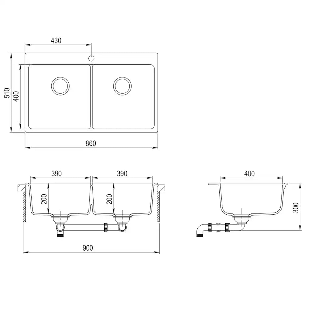 Lavello da Cucina in Granito Vasca Doppia Beige CFW9389709