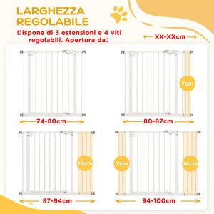 Cancellino per Cani Estensibile 74-100x77 cm in Metallo Bianco