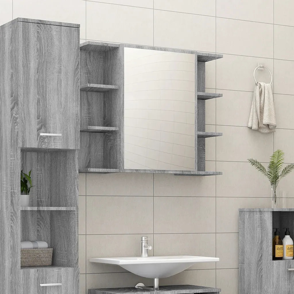 Mobile da Bagno | Armadio da bagno Grigio Sonoma 80x20,5x64cm in Legno Multistrato