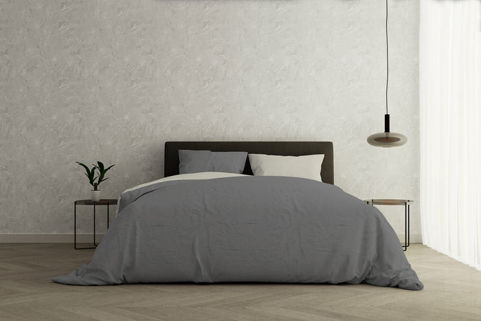 Copripiumino Singolo con Sacco e Federe Doubleface Fumo/Panna