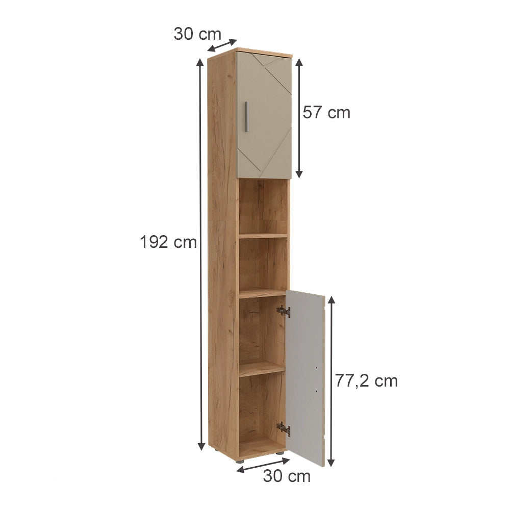 Vicco Armadio per il bagno Quercia dorata 30 x 192 cm