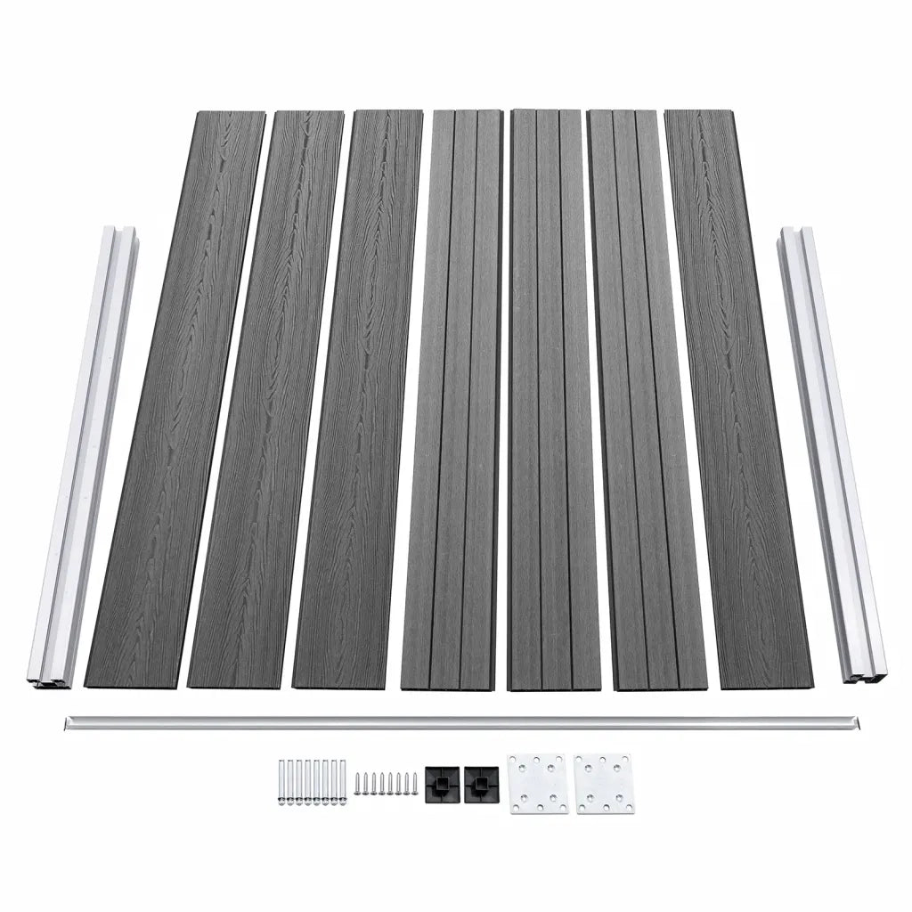 Set Pannello di Recinzione in WPC 353x146 cm Grigio 3070455