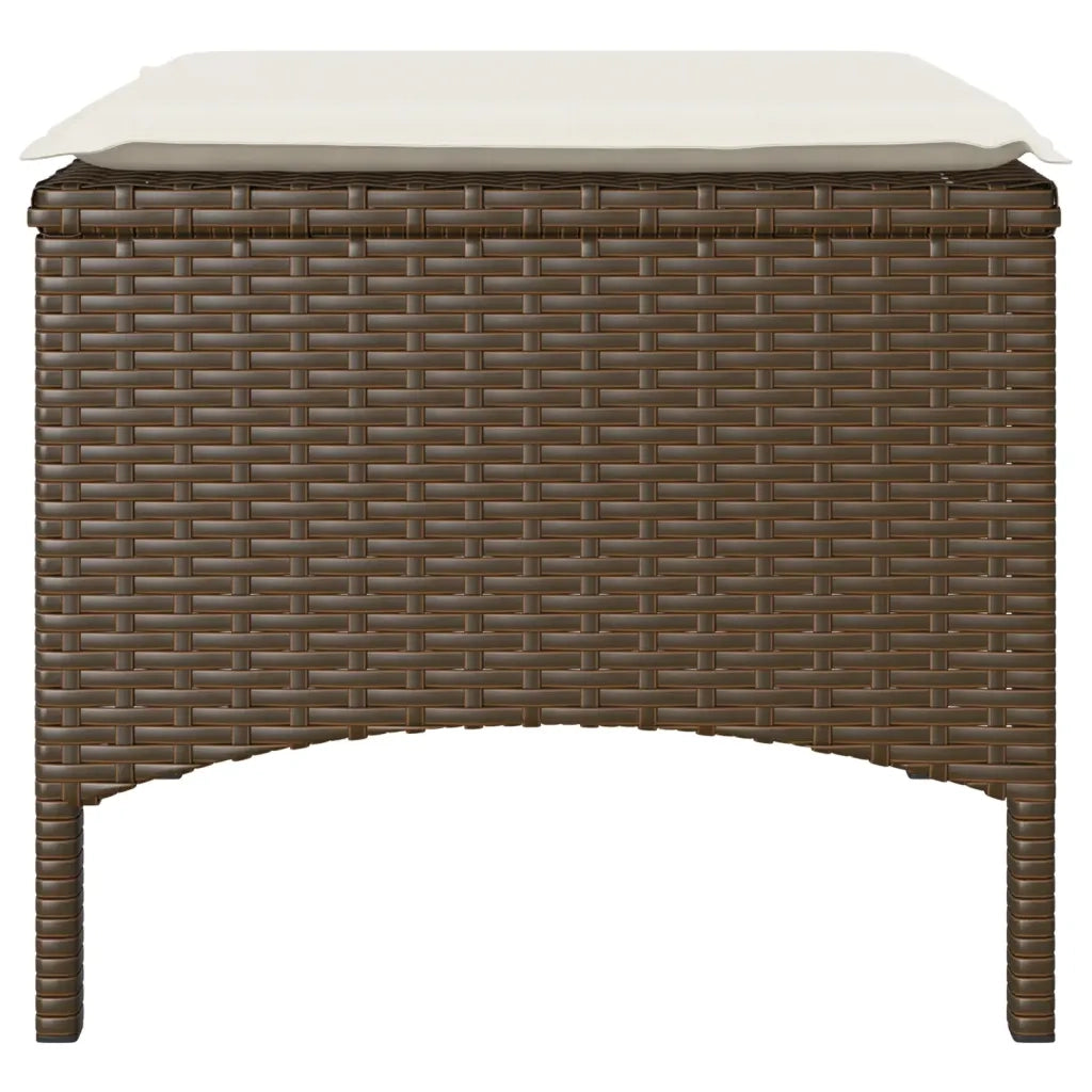 Divano Giardino 2 Posti con Tavolo e Sgabell-Sofa da Giardino-Divanetto da esternoi Marrone Polyrattan 667148
