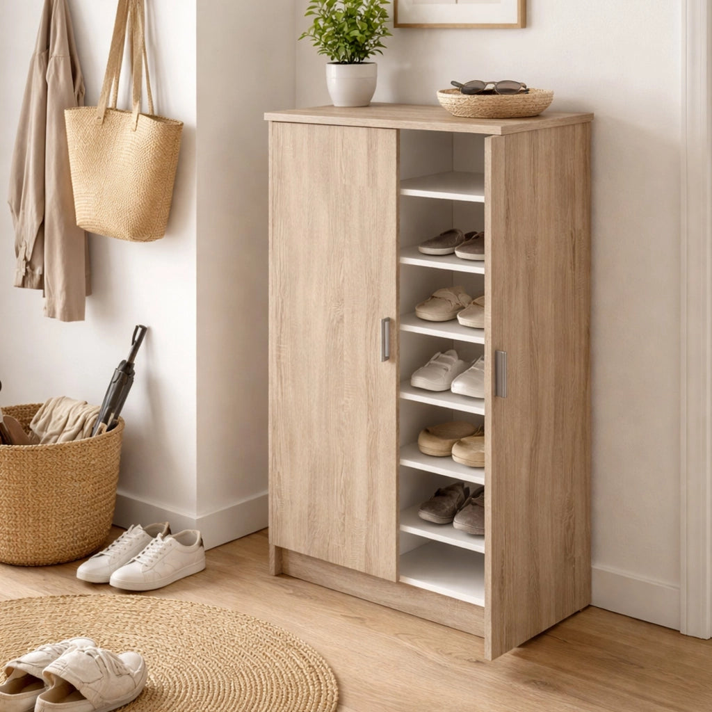 Mobile Portascarpe Abram, Scarpiera 6 Ripiani, 35.3x54.6x108.4h cm Marrone Rovere