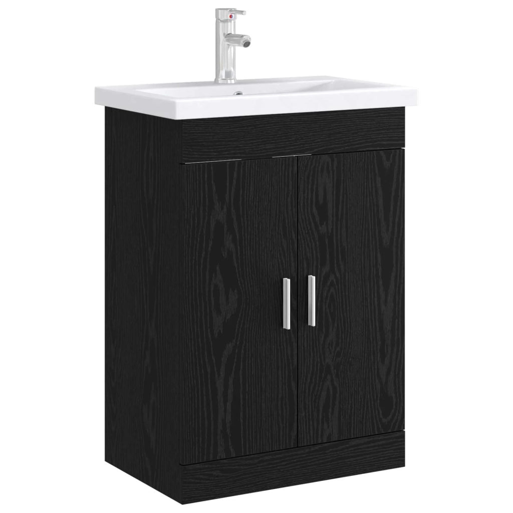 Mobiletto da Bagno Sotto Lavabo Rovere Nero 78,5 x 37,5 x 81 cm 890689