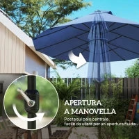 Ombrellone da Giardino Doppio con Apertura a Manovella, Acciaio e Poliestere, 460x270x240 cm, Blu
