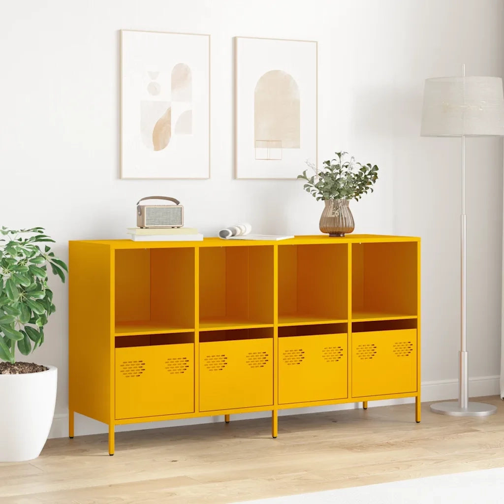 vidaXL Credenza Giallo Senape 135x39x73,5 cm Acciaio Laminato a Freddo