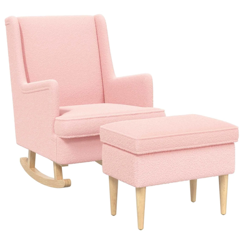 Poltrona con Ottomano 2 pz Rosa Bouclé 3418856