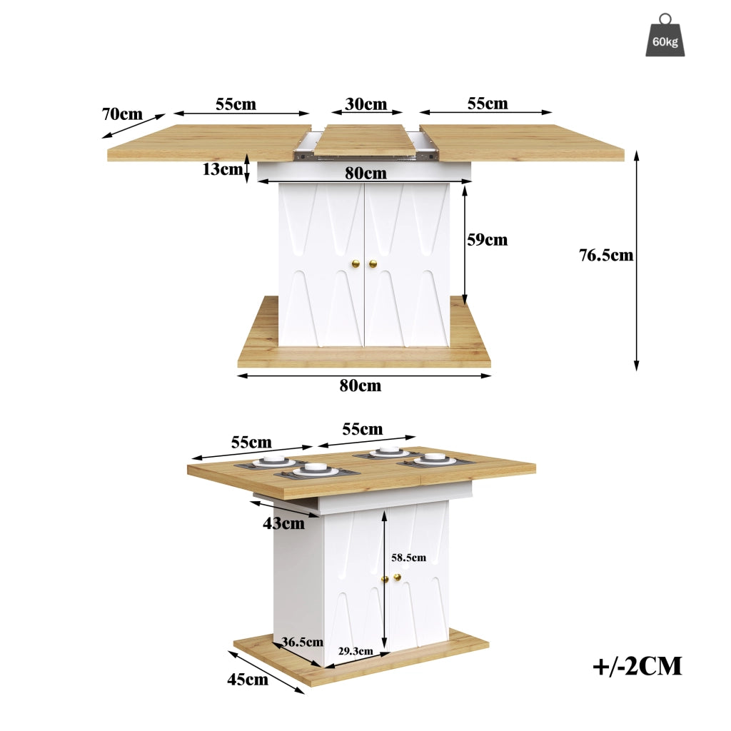 Tavolo da Pranzo Allungabile con 4 Sedie ¨C MINIMAL ¨C 110(140)x70x76 cm, Tessuto Grigio