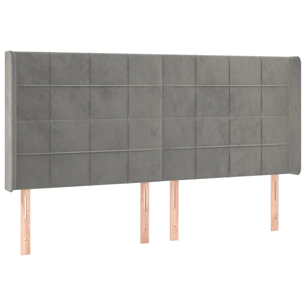 Testiera | Testata ad Orecchio Grigio Chiaro 203x16x118/128 cm in Velluto