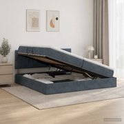 Letto con Contenitore Grigio Scuro 200 x 200 cm Velluto 3458890