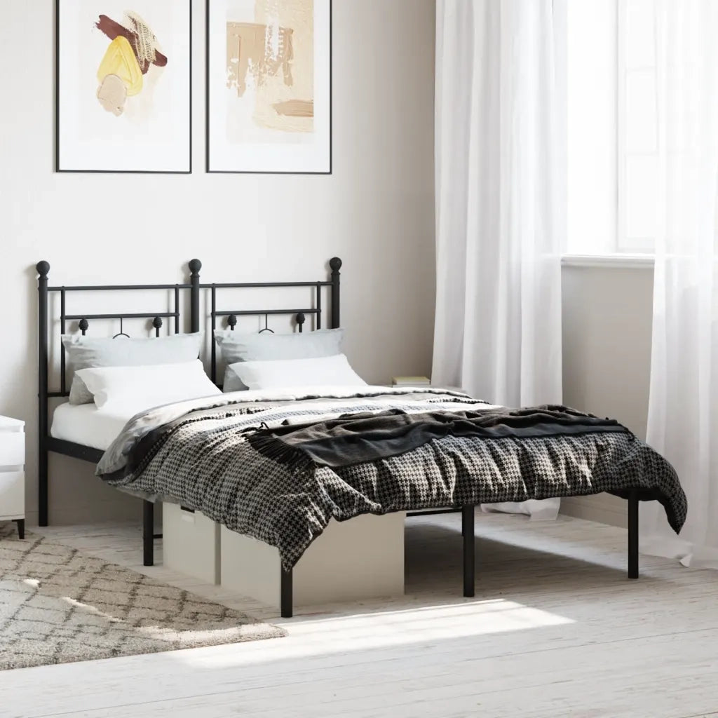 Giroletto con Testiera-Struttura Letto con testiera in Metallo Nero 120x200 cm 395884