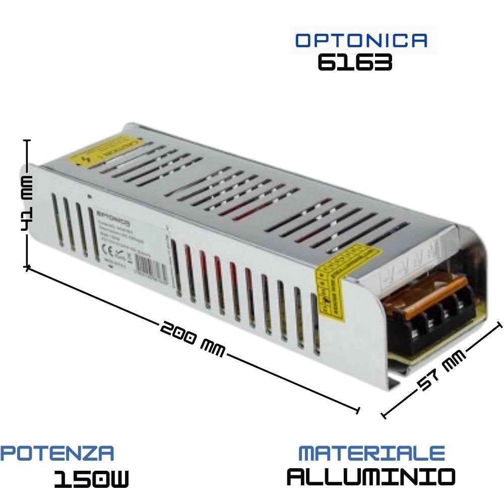Alimentatore slim 150w 24v in metallo per strisce led