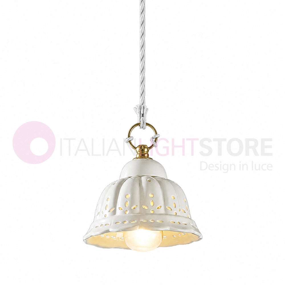POMARANCE Mini Lampadario a Sospensione in Ceramica Traforata Ø14