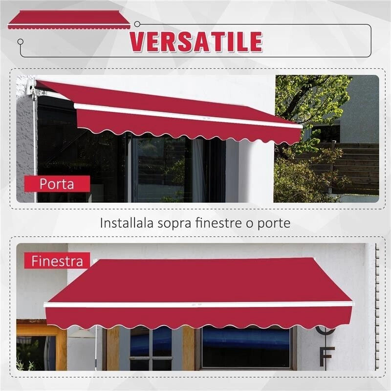TENDA DA SOLE PER ESTERNO AVVOLGIBILE 300 X 250 CM COLORE ROSSO