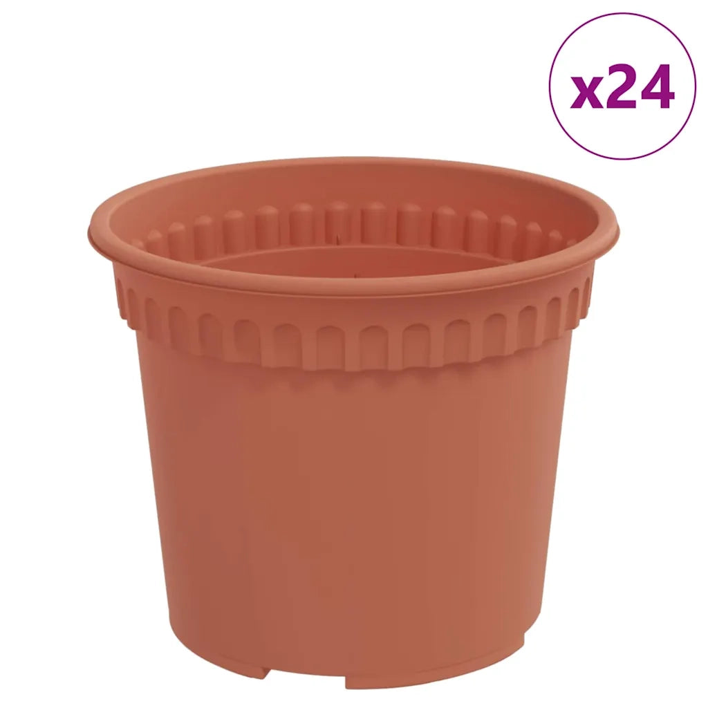 Vaso Rotondo per Fiori 24 pcs Rosso Mattone Ø 12,5 x 10 cm 42020271