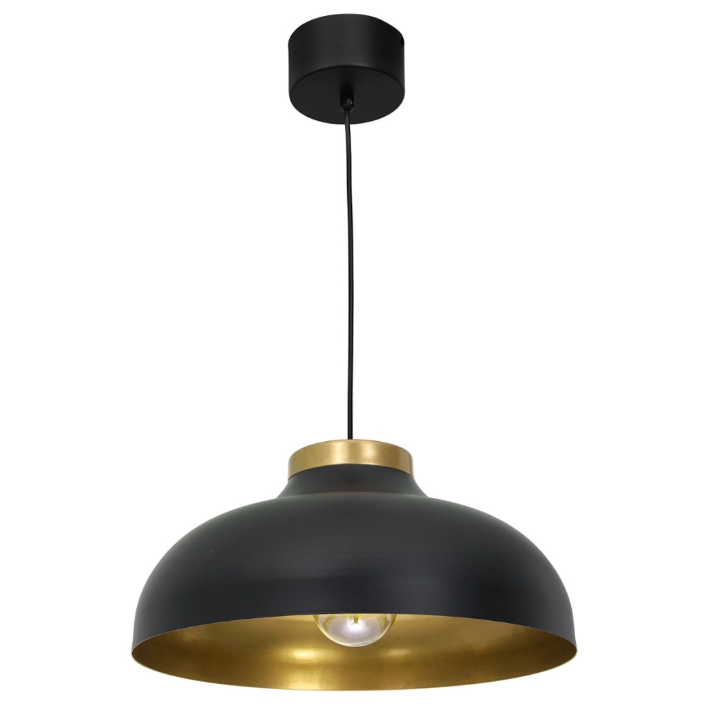 Lampada sospensione Basca nera oro Ø40 E27 Luminex