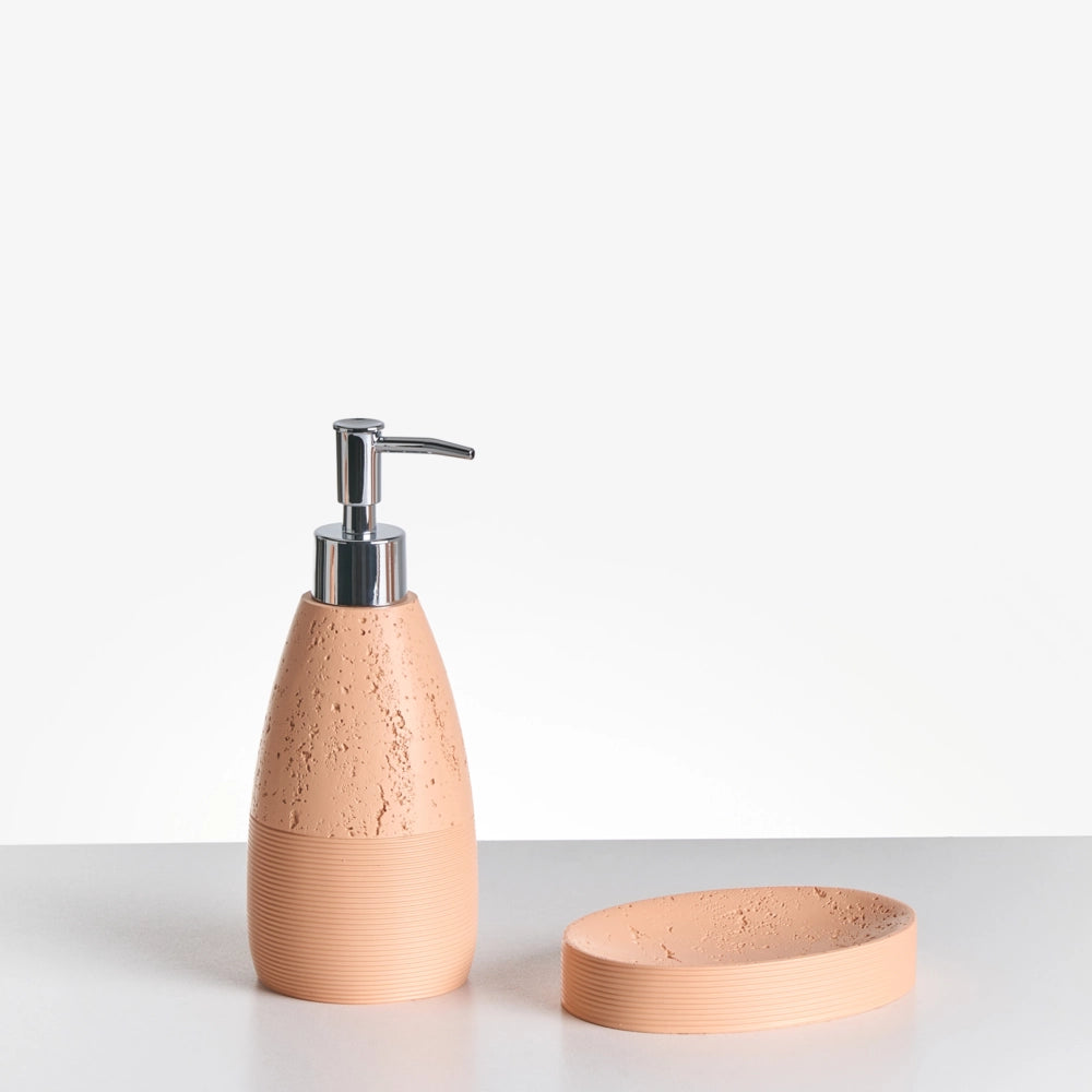Set di 5 accessori per il bagno Dispenser per portasapone Spazzola da toilette Porta spazzolini arancione stile elegante