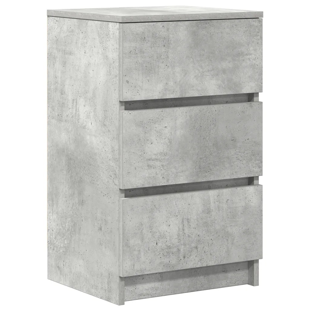 Comodini con 3 Cassetti 2 pz Grigio Cemento 39x35x65 cm