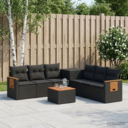 Set di divani 8 pz Nero Rattan sintetico e Acciaio 3448584