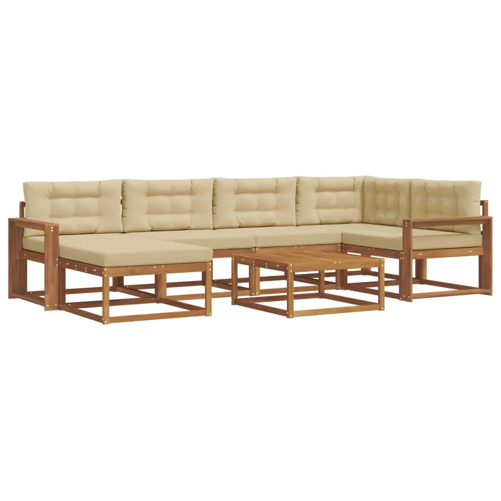 Set di divani da esterno con cuscino 7 pcs Naturale e Beige 3367866