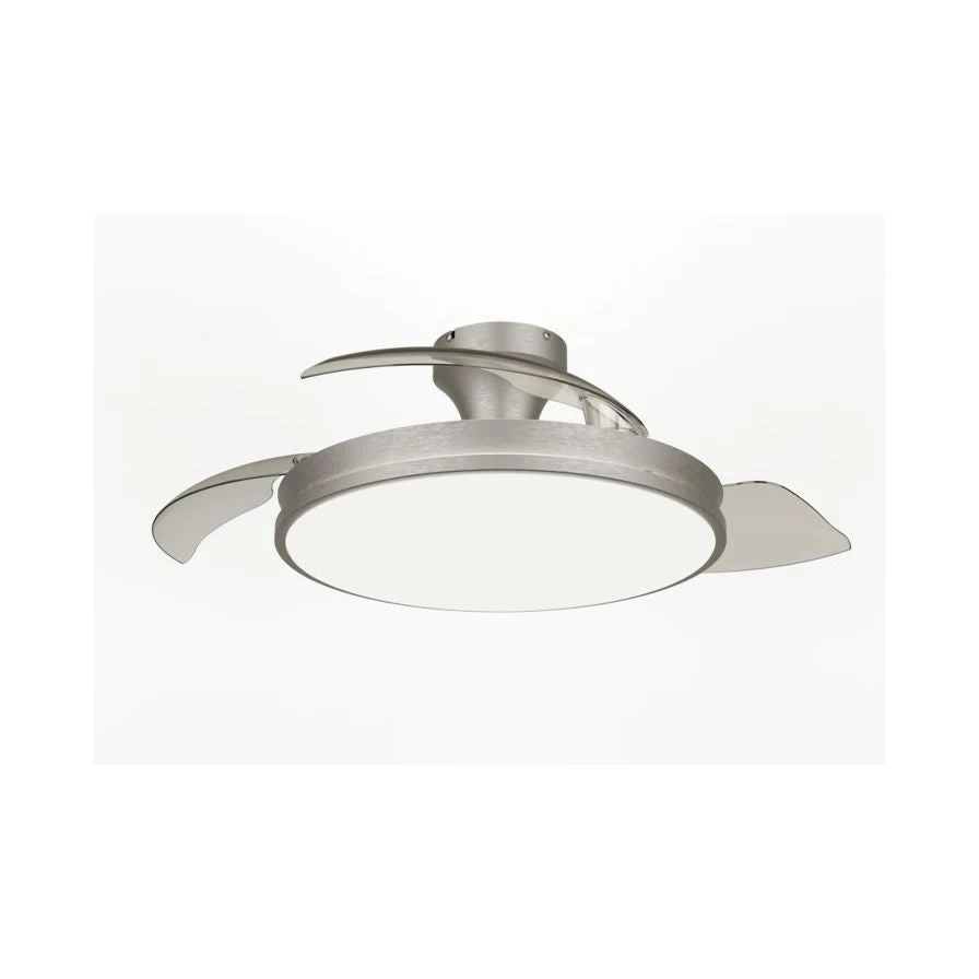 VENTILATORE DA SOFFITTO A PALE RETRATTILI LED DIMMERABILE 2700K 6500K  NIKEL