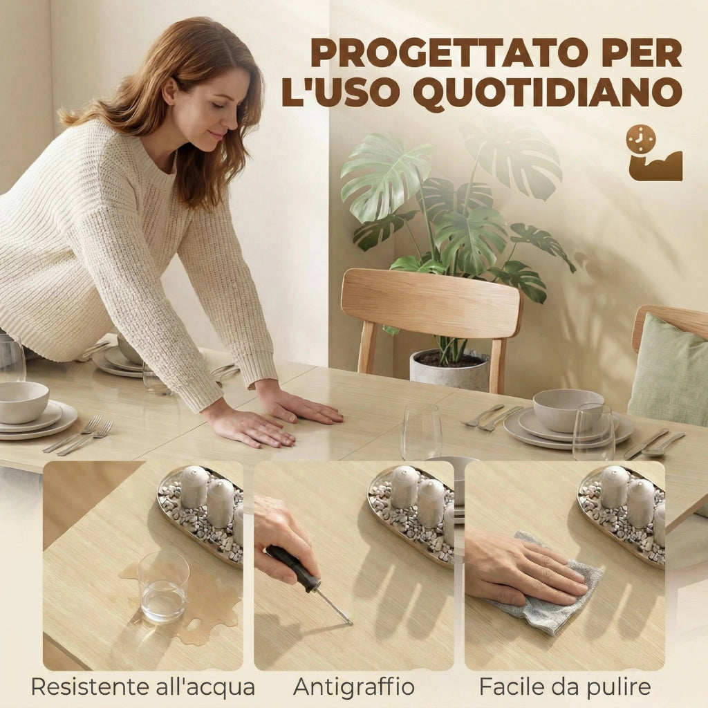Tavolo Pieghevole da Pranzo Allungabile con Cassetti ¨C Zephmum ¨C Legno Effetto Rovere 120x80x75 cm