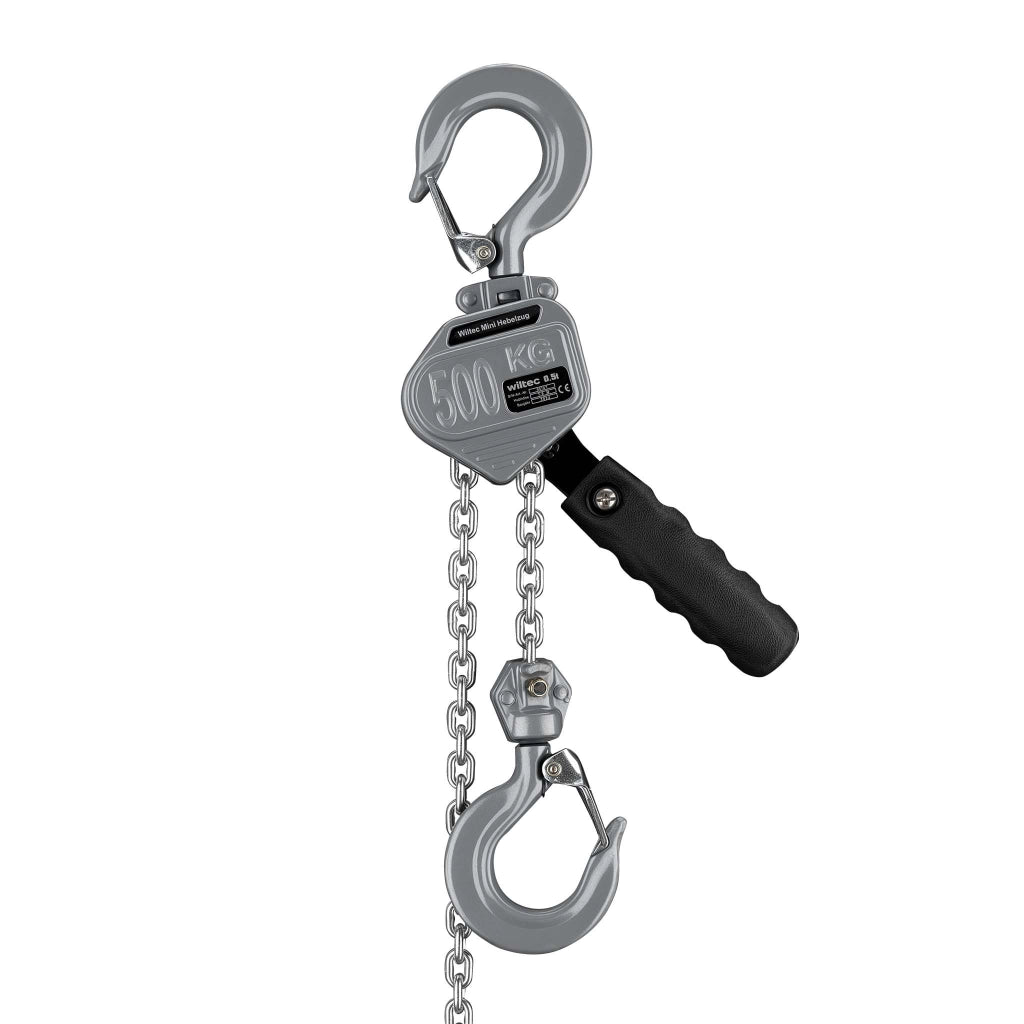 Mini paranco a catena manuale VM0.5 fino a 500 kg, altezza di sollevamento di 1,5 m, in alluminio, per il sollevamento di carichi pesanti