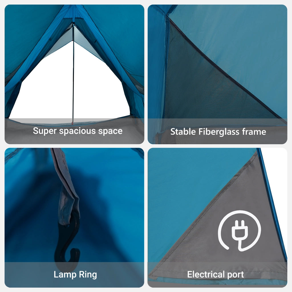 Tenda da Campeggio A-Frame per 3 Persone Blu Impermeabile