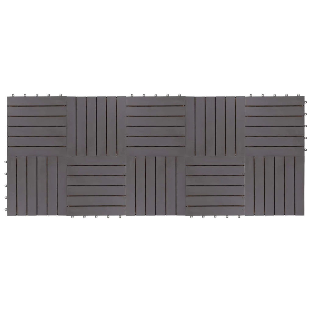 Piastrella per Decking 10 pz Grigio 30 x 30 cm Legno di Acacia CFW3854529