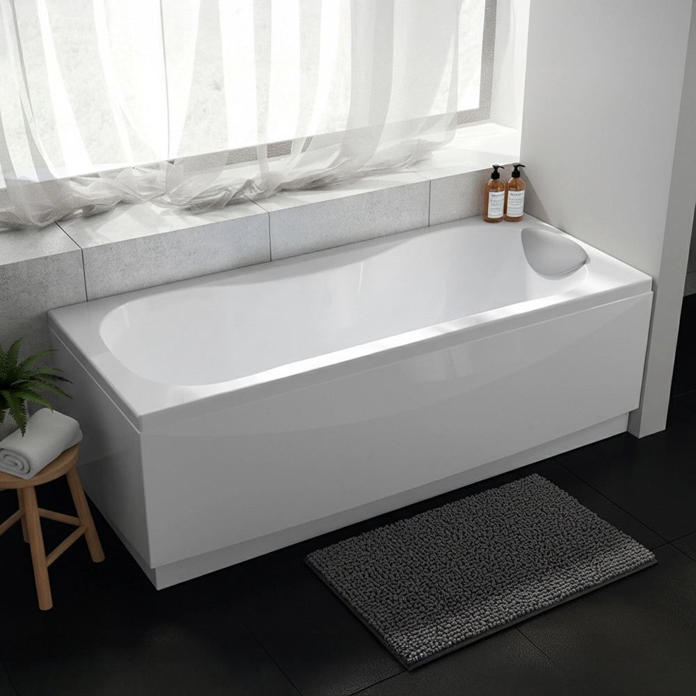 Vasca da bagno a parete 160x70 con pannelli bianco lucido e cuscino antibatterico Calypso