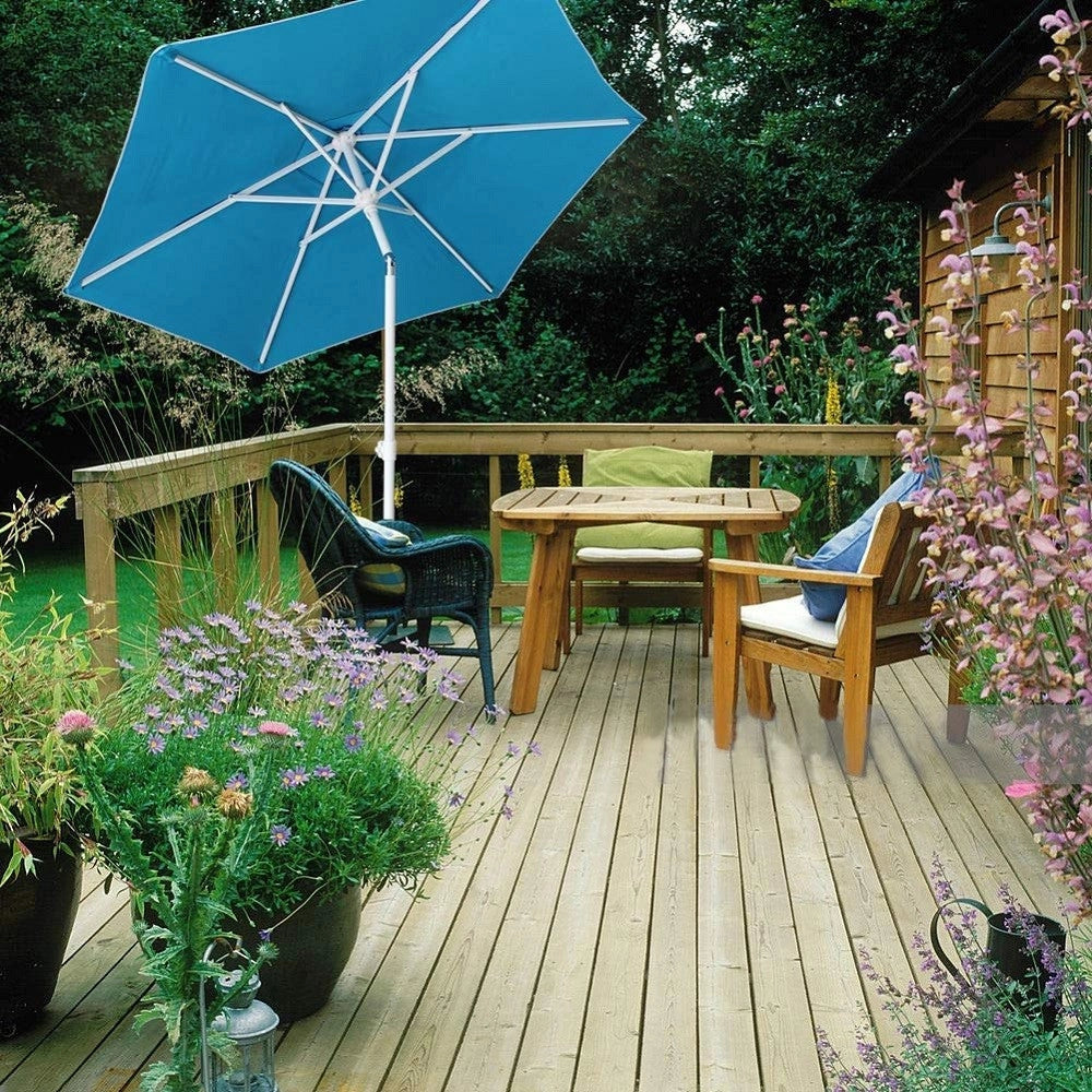 Trade Shop - Ombrellone Mare Spiaggia Giardino Acciaio Inox Grande 210cm Azzurro Con Custodia -